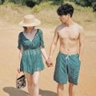 Couple Matching Short-sleeve Swim Dress / Beach Shorts