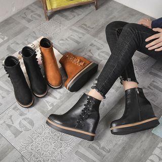 Flower Hidden Wedge Ankle Boots
