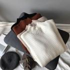 Mock-neck Notch Hem Sweater