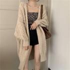Open-front Cable Knit Cardigan Almond - One Size