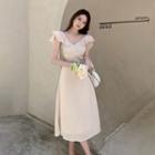 Ruffle Trim Plain Dress Dress - White - One Size