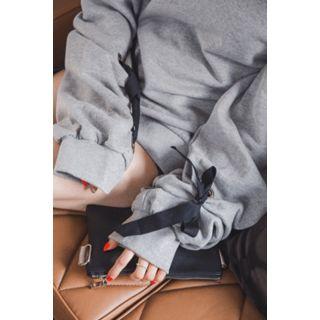 Round-neck Tie-sleeve Pullover