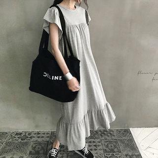 Frill-sleeve Long Empire Dress