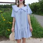Frilled-collar Tie-front Dress