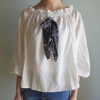 Bow Accent Off Shoulder Long Sleeve Top