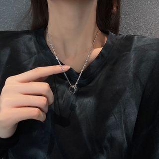 Hoop Pendant Stainless Steel Necklace X341 - Silver - One Size