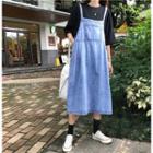 Midi Denim Jumper Dress Denim Blue - One Size