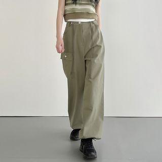 Mid-rise Plain Straight Leg Pants