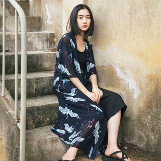 Ancient China Printed Long Chiffon Top