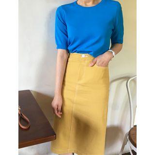 Stitched H-line Midi Skirt