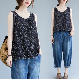 Dotted Tank Top Black - One Size