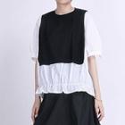 Mock Two-piece Contrast Panel Short-sleeve Blouse