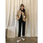 Band-waist Cutout-hem Straight-cut Pants