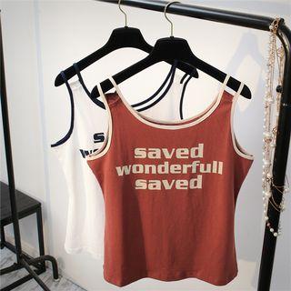 Lettering Piped Tank Top
