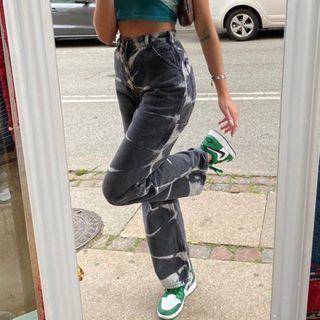 Dye Print Straight Leg Jeans