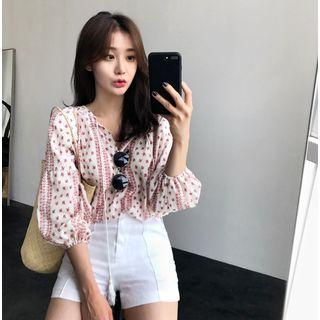 Patterned 3/4 Sleeve Blouse