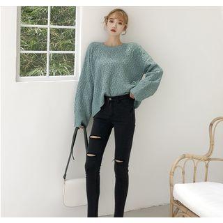 Rib Knit Sweater Green - One Size