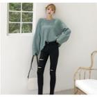 Rib Knit Sweater Green - One Size