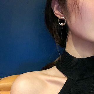 Faux Pearl Twisted Alloy Hoop Earring