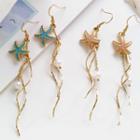Faux Pearl Starfish Swirl Fringed Earring