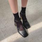Stitched Block-heel Mary-jane Pumps