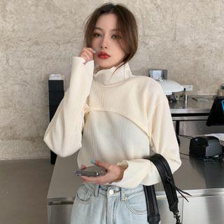 Long-sleeve Mock-neck Crop Top / Tank Top