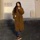 Long Zip Fleece Coat Brown - One Size