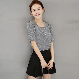 Short-sleeve Gingham Top