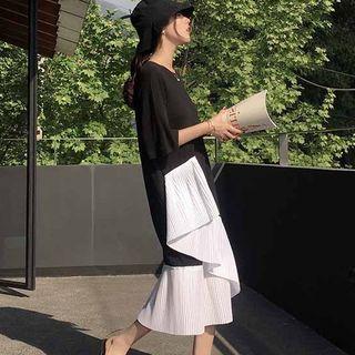 Asymmetric Hem Color Block Dress