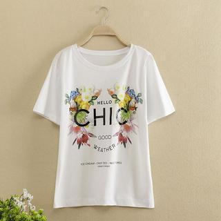 Short-sleeve Flower-print T-shirt