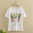Short-sleeve Flower-print T-shirt