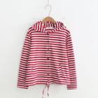 Striped Hooded Button Jacket