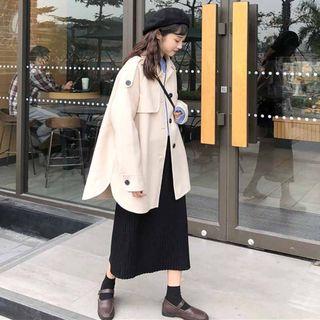 Plain Loose-fit Coat Almond - One Size