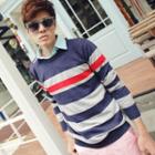 Crew-neck Color-block Knit Top
