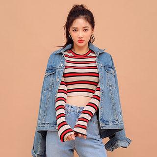 Crewneck Striped Crop T-shirt