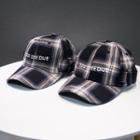 Embroidered Lettering Plaid Baseball Cap Odd - Plaid - One Size