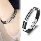 Stainless Steel Cable & Silicone Bracelet 946 - Faux Leather Bracelet - One Size