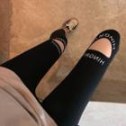 Cutout Lettering Leggings Black - One Size