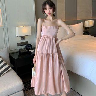 Spaghetti-strap Maxi A-line Dress / Cropped Camisole Top