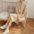 Button-detail Midi Knit Polo Dress