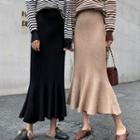 Striped Top / Knitted Plain Long Skirt