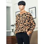 Mock-neck Leopard Print Sweater