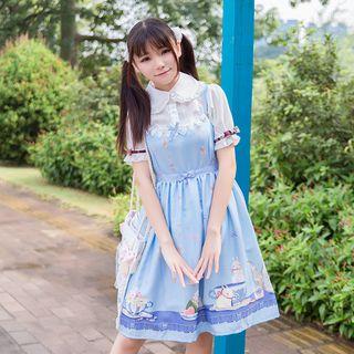 Rabbit Print Strappy A-line Dress