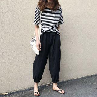 Short-sleeve Striped T-shirt / Harem Pants