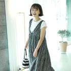 Sleeveless Lace-trim Pattern Dress