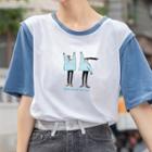 Short-sleeve Contrast Trim Cartoon Print T-shirt