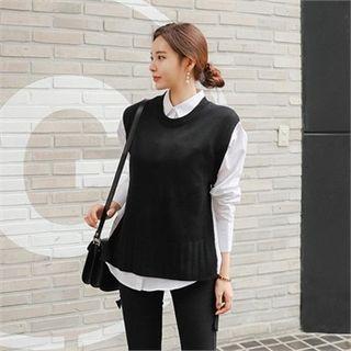 Crew-neck Tie-side Sleeveless Knit Top