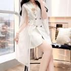 Mesh Panel Coat Dress