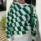 Long Sleeve Plaid Pattern Loose-fit Sweatshirt