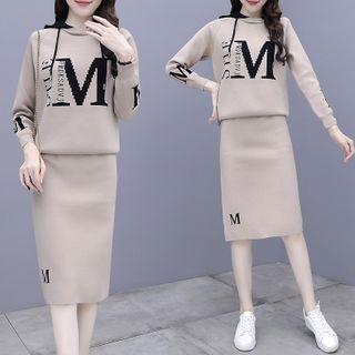 Set: Letter M Sweater + Midi Skirt